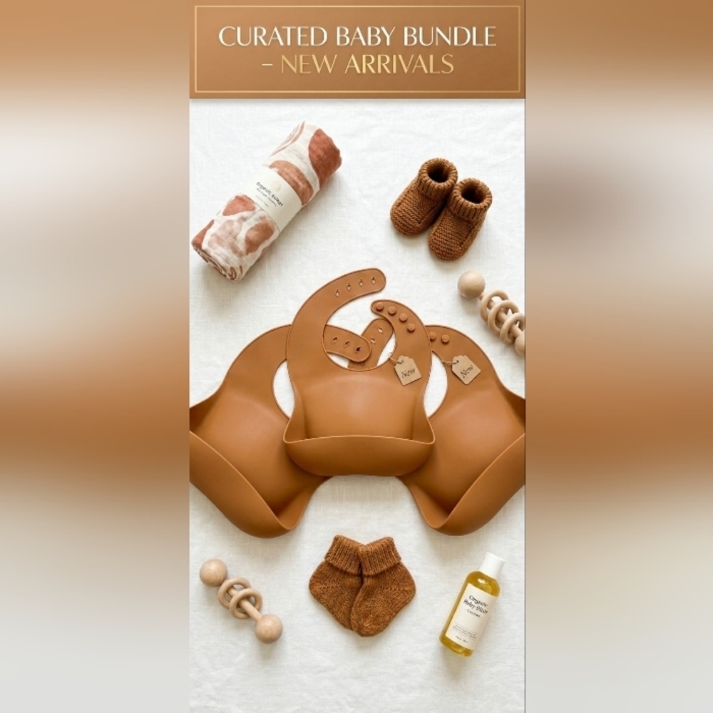 Carmel Brown Silicone Baby Bibs Lot of 4